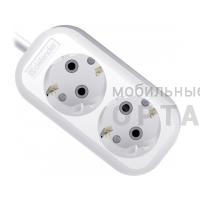 Удлинитель DEFENDER R320 2 гнезда, 3 метра, 16А/3500Вт, с заземлением, ПВС 3х1,0мм, белый (1/40)