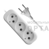 Удлинитель DEFENDER B230 3 гнезда, 3 метра, 10А/2200Вт, без заземления, ПВС 2х1,0мм, белый (1/40)