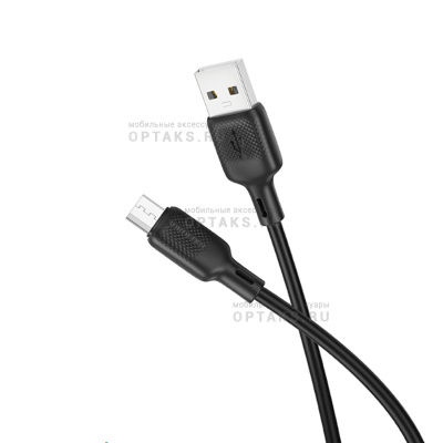 Кабель Usb to Micro BOROFONE BX113 Lenny, 1.0м, 2.4A, силикон, цвет: чёрный (1/360)