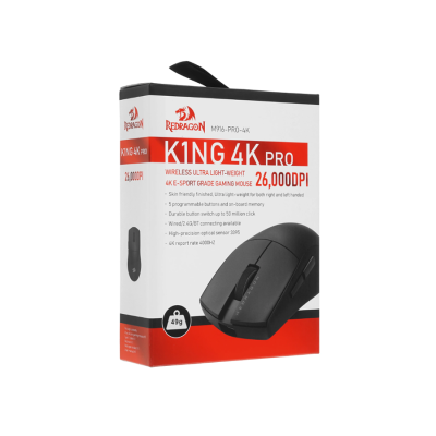 Беспроводная игровая мышь REDRAGON K1ng 4K Pro черн,BT+2.4G,26000dpi,легк,4K (1/40)
