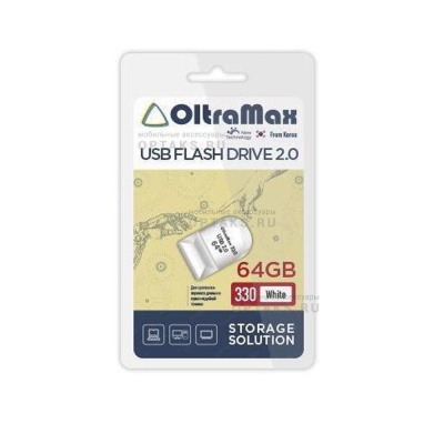 Флешка USB 64 Гб OltraMax 330, USB2.0, белый